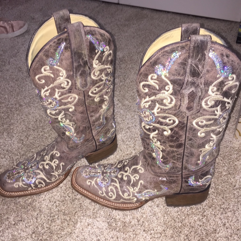 Lightly Worn Corral Cowboy Boots with Sequins